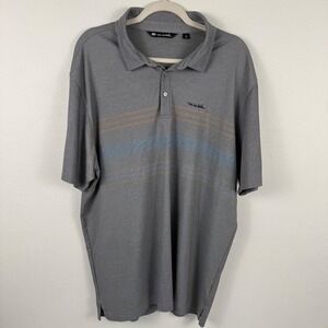 Travis Mathew Mens Gray‎ Striped Short Sleeve Polo Shirt Size XXL Golf Casual
